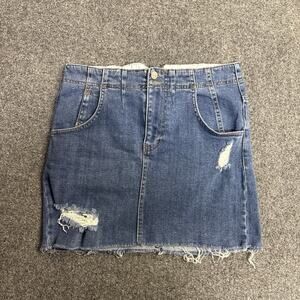 FREE PEOPLE Denim Corsette Jean Mini Distressed Skirt Size 6